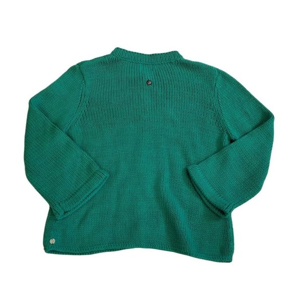 Pure Handknit Green Cardigan Cotton Ornate Buttons Chunky Size M/L - Picture 5 of 11